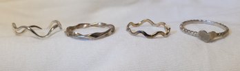 4 Vintage Sterling Silver Rings Sz  8 - 6 - 6 - 7 As Shown In First Picture ~ 4.08 Grams