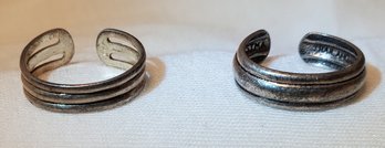 2 Vintage Sterling Silver Adjustable Toe Rings ~ 2.78 Grams