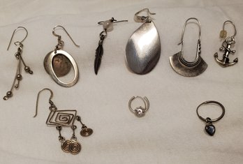 Lot Of Vintage Assorted Sterling Silver Single Earrings ~ 11.45 Grams