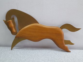 Wood And Brass Horse Decor