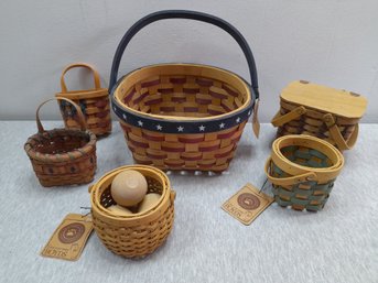 Woven Basket Lot With Egg Decor