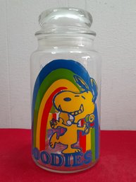 Vintage Peanuts Character Snoopy Glass Jar 1958