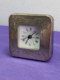 Silver Framed Small Clock