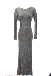 Windsor Blk & Silver Shimmer Bodycon Silhouette Open Back Maxi Dress Size Small