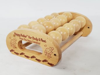 Happy Roller For Body & Feet - Wood Ball Hand Held Massager