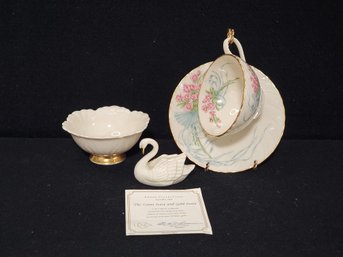 Lenox Fine China Assortment-Swan, Finger Bowl & Limited Edition Rose Bouquet Teacup With Saucer