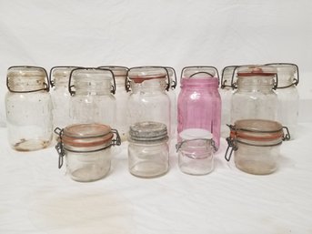 14 Vintage Glass Canning Jars