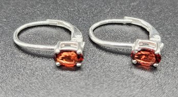 Mozambique Garnet Lever Back Earrings In Sterling