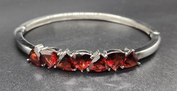 Mozambique Garnet Bangle Bracelet In Stainless