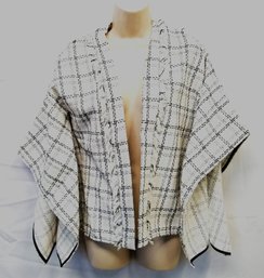 INC Women's Two-Tone Contrast White Sparkled Tweed Kimono Jacket One Size