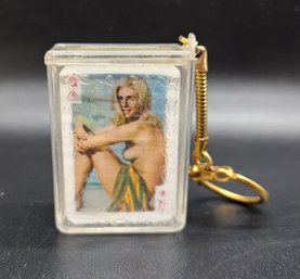 Vintage Risque Mini Nude Playing Cards Keychain