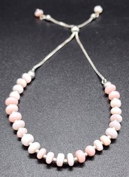 Pink Opal Beaded Bolo Bracelet In Sterling