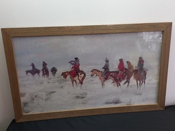 Men On Horseback Winter Scene Print