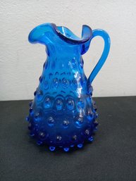 Blue Bubble Glass Pitcher