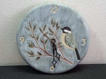 Hand Crafted In USA Bird Pottery Wall Clock
