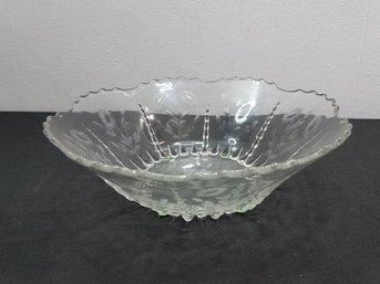 Floral Etched Glass Bowl