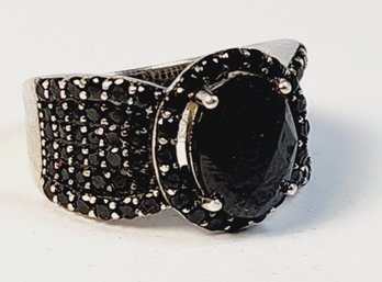 Fabulous Sterling Silver Black Stone Ring