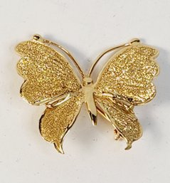 Beautiful 14k Yellow Gold Butterfly Pin / Brooch