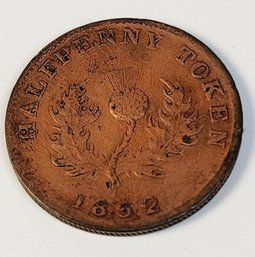 1832 Nova Scotia (Canadian Provinces) 1/2 Penny (Pound)