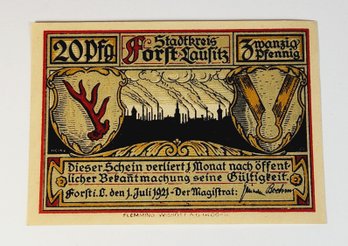 Antique.... 1920s Notgeld  20 PF Bank Note German For 'emergency Money' UNC Condition