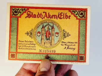 Antique.... 1920s Notgeld  50 PF Bank Note German For 'emergency Money' UNC Condition