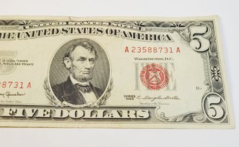 1963  $5 Red Seal Certificate  Bill / Note