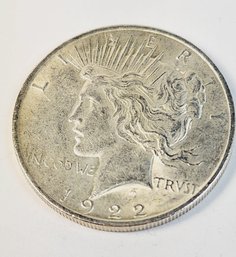 1922 Silver Peace Dollar (102 Years Old) Uncy