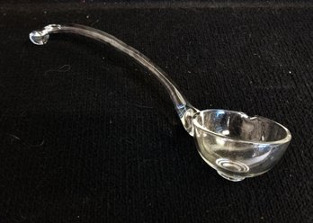 Vintage Handblown Clear Glass Punch Bowl Ladle