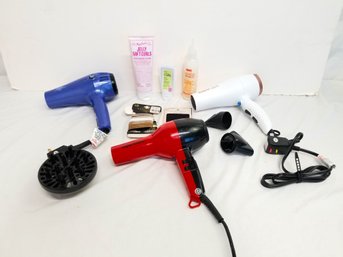Professional  Supersolano & Two Conair 1875 Blow Dryers With Accessories &  Attachments