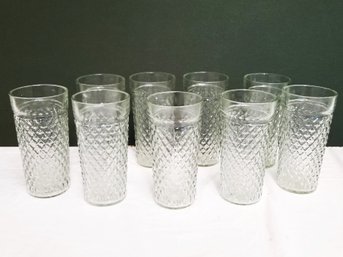 Vintage 1970s Set Of 12 Anchor Hocking Diamond Quilted 12 Oz Tumbler Glasses