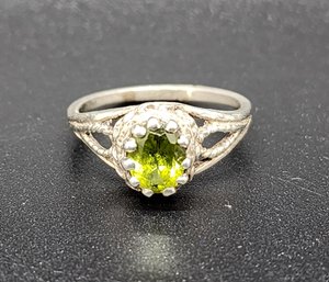 Vintage Emerald Ring In Sterling Silver