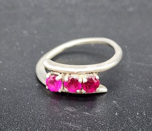 Pink Topaz 3 Stone Ring In Sterling