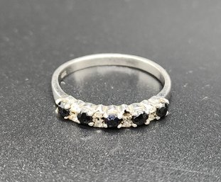 Black Spinel 5 Stone Ring In Sterling