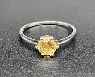 Vintage Sterling Silver Ring With Yellow Gemstone