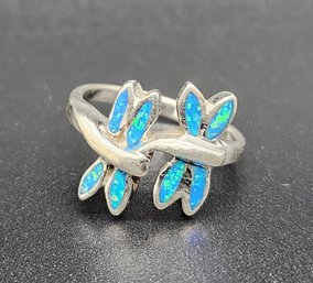 Vintage Abalone Shell Butterfly Ring In Sterling