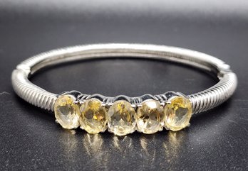 Brazilian Citrine Bangle Bracelet In Stainless