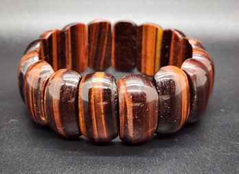 Red Tigers Eye Block Stretch Bracelet