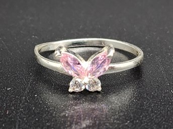 Vintage CZ Butterfly Ring In Sterling