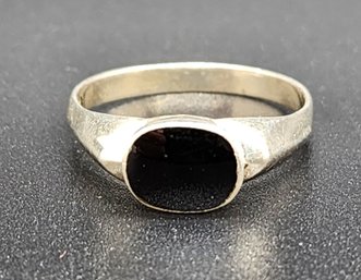 Vintage Black Tourmaline Ring In Sterling Silver