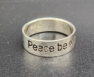 'Peace Be With You' Sterling Silver Ring