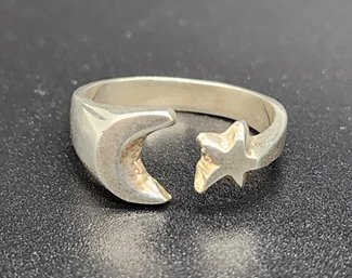 Vintage Moon & Star Ring In Sterling