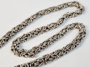 UNIQUE Thick Sterling Silver Byzantine Link Chain Necklace