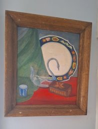 Vintage Still Life Oil Painting With Frame