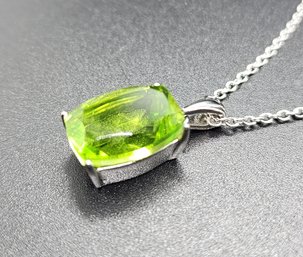 Chartreuse Quartz Pendant Necklace In Stainless