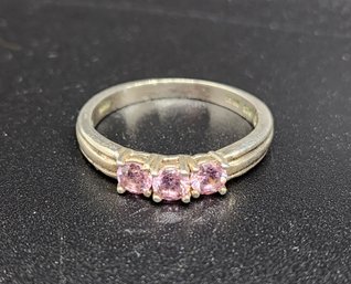 Pink CZ Ring In Sterling