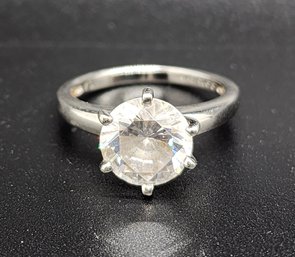 Vintage CZ Solitaire Ring In Sterling