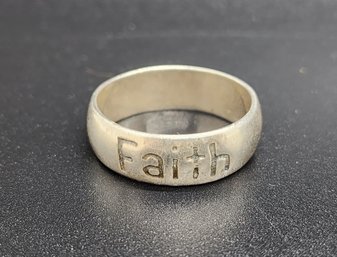 Vintage Sterling Silver Faith Band Ring