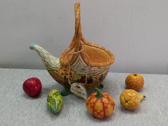 Jim Shore Basket Of Plenty Figurine Set