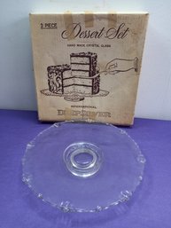 International Deep Silver Crystal Glass Cake Stand