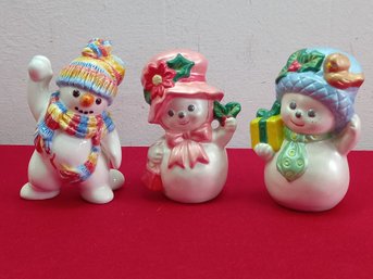 Snowman Figurines Lot Of 3